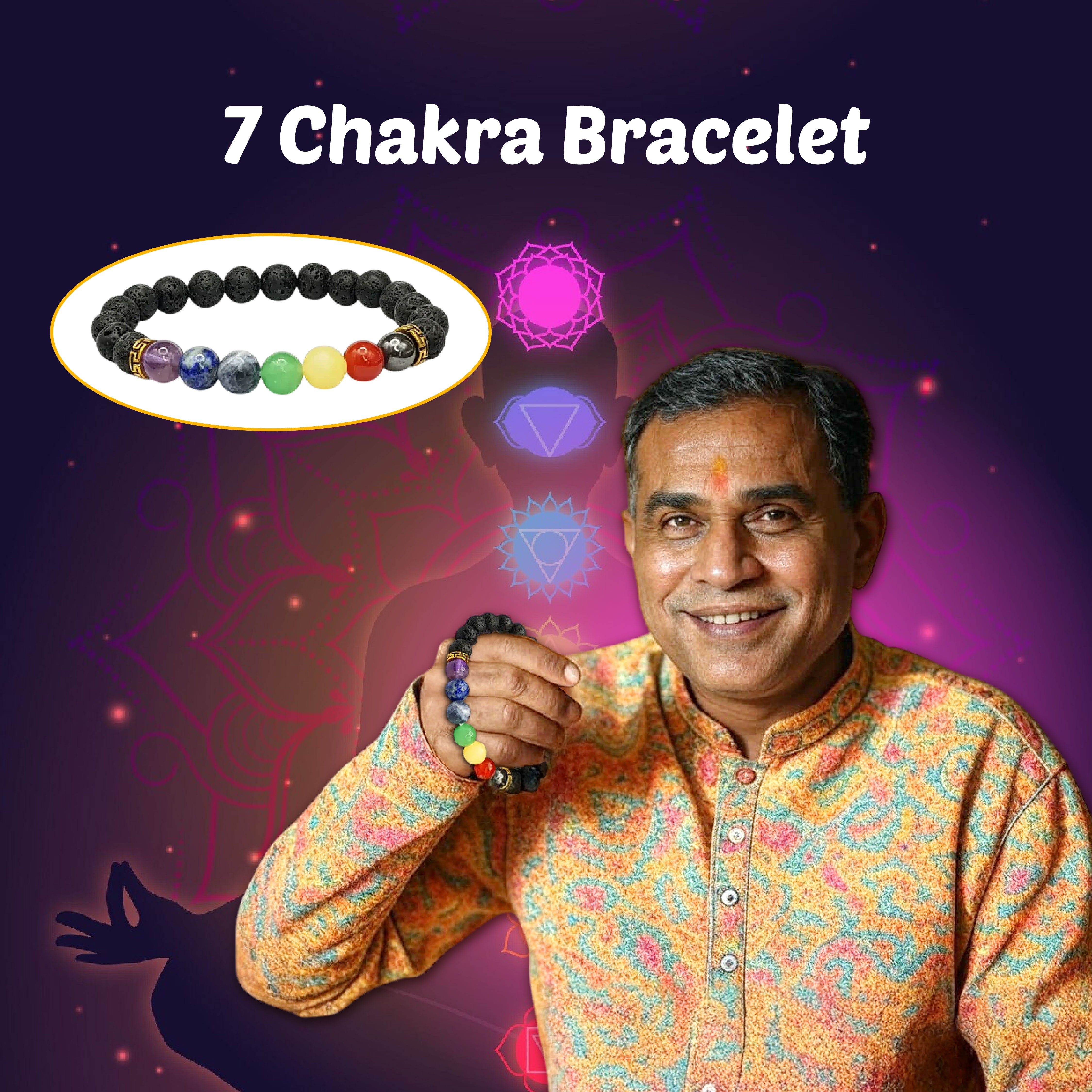 7 Chakra & Lava Stone Healing Bracelet with Hamsa Evil Eye 🧘♂️🧿