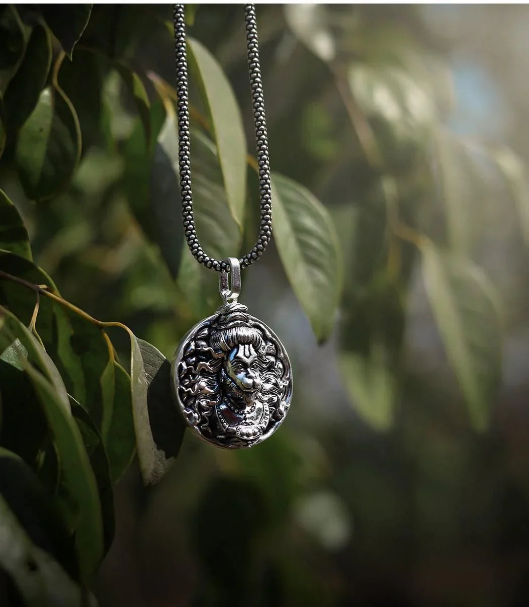 The Hanuman Ji Face Locket With Silver Plated Chain + Mysterious🎁Gift Included (Buy 1 Get 1 Free🔥🔥)