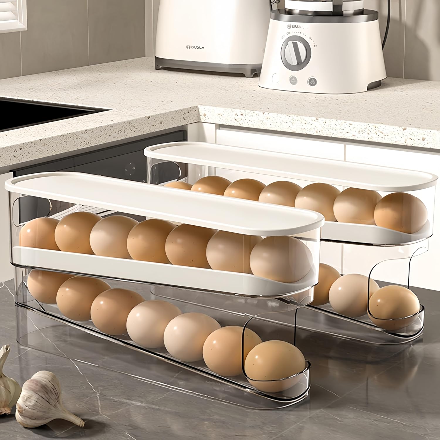 Automatic Rolling Egg Dispenser & Holder Container