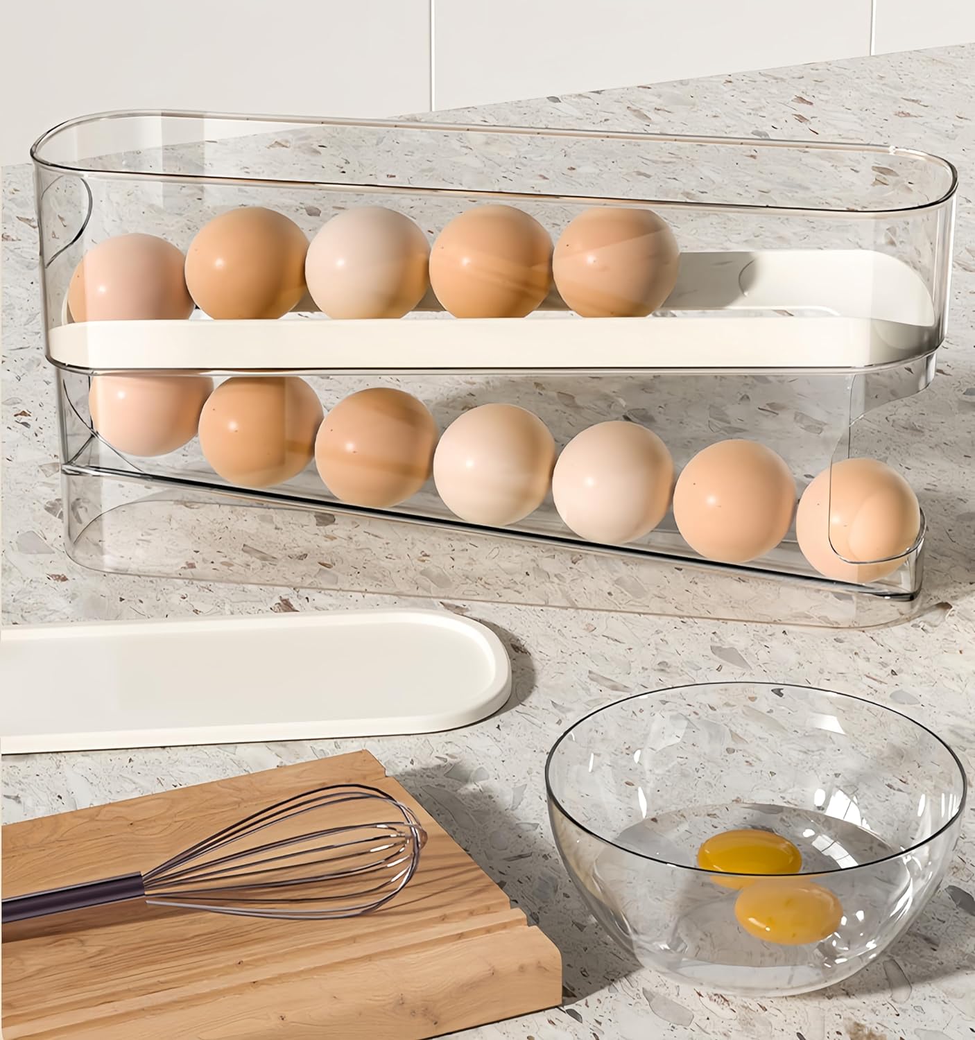 Automatic Rolling Egg Dispenser & Holder Container